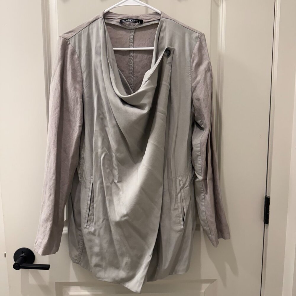 BLANKNYC Drape Front Jacket Cardigan Grey Size M Boho Layering - Picture 4 of 6